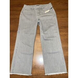 NEW NYDJ marilyn straight jeans 8P Gray Frayed Hem